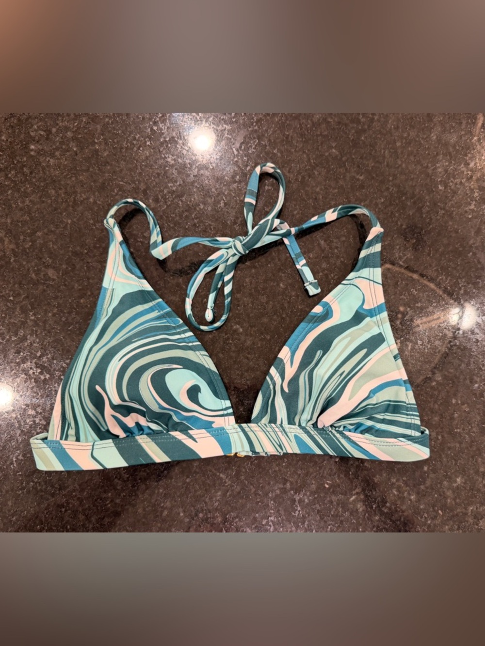 Xhilaration Green Teal Swirl Triangle Bikini Top
